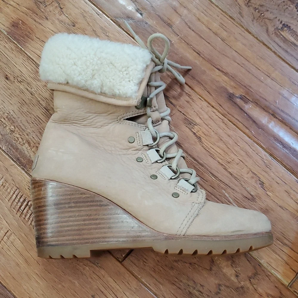 Sorel After Hours Shearling Wedge Boots